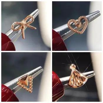 18K Solid Gold Piercing Stud Earrrings for Women Fine Jewelry Bow Heart Triangle Skirt Style Earing 
18K Solid Gold Piercing Stud Earrrings for Women Fine Jewelry Bow Heart Triangle Skirt Style Earing