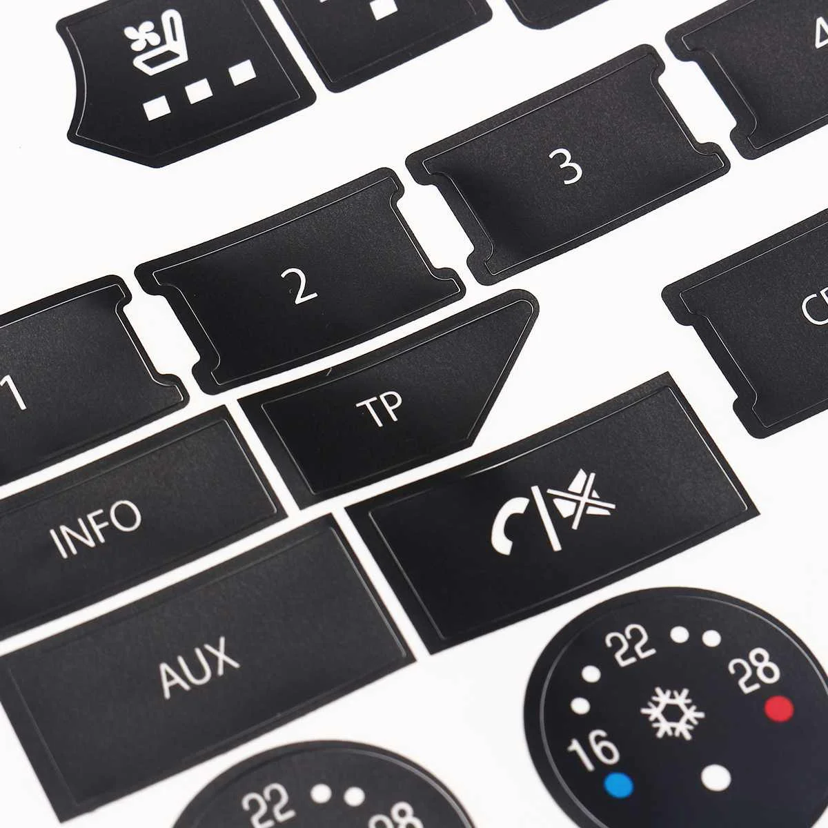JenNiFer Pulsanti Pannello di Controllo Clima Dash Plastica Nera Riparazione Kit Adesivi per BMW Serie 5