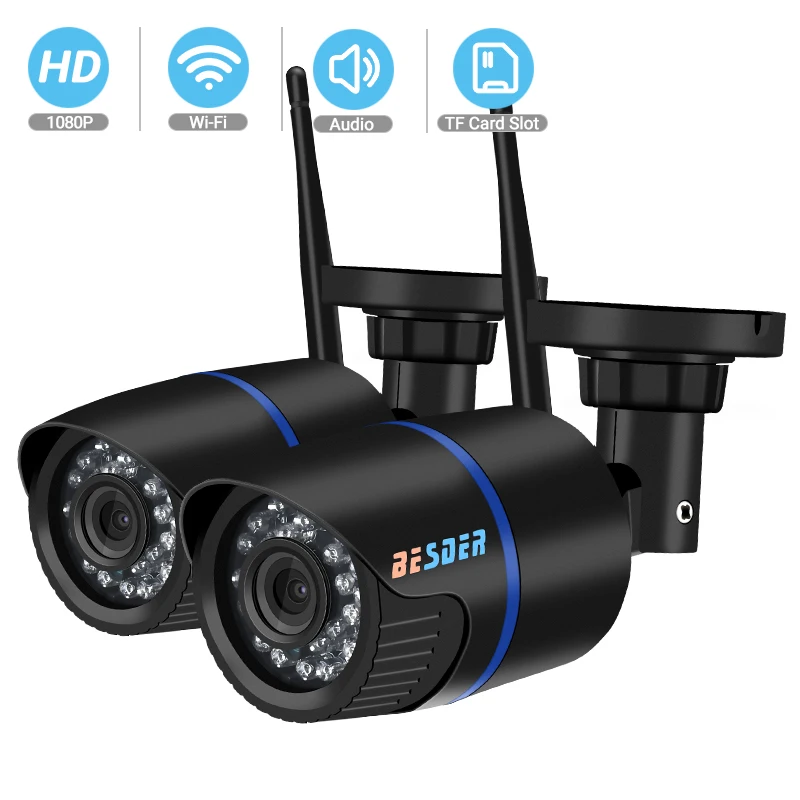 BESDER FHD 1080P Wireless Audio IP Camera onvif iCsee P2P RTSP Motion Detected Waterproof Bullet WiFi Camera with SD Card Slot
BESDER FHD 1080P Wireless Audio IP Camera onvif iCsee P2P RTSP Motion Detected Waterproof Bullet WiFi Camera with SD Card Slot