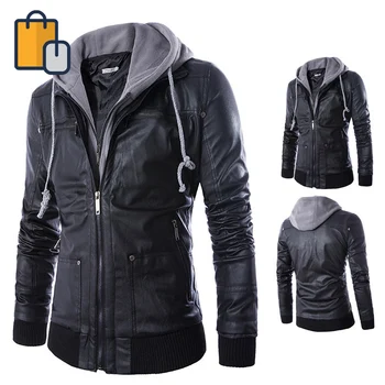 Motorcycle Leather Jacket Men's Two-piece Leather Jacket Long-sleeved Jacket Black Hooded Detachable Fake Two Pieces New
Motorcycle Leather Jacket Men's Two-piece Leather Jacket Long-sleeved Jacket Black Hooded Detachable Fake Two Pieces New