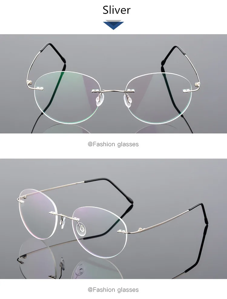 Titanium Alloy Framless owalne okulary dla osób z krótkowzrocznością wykończone kobiety mężczyźni ultralekki okulary korekcyjne bez oprawek 0 -0.5 -0.75 To -6.0 14 H454483b4037344499fa2003e37b2b921u