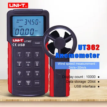 UNI-T UT362 Anemometer Data hold Wind Speed Meter LCD Backlight Air Flow Meter Temp measure with Data storage/USB interface
UNI-T UT362 Anemometer Data hold Wind Speed Meter LCD Backlight Air Flow Meter Temp measure with Data storage/USB interface