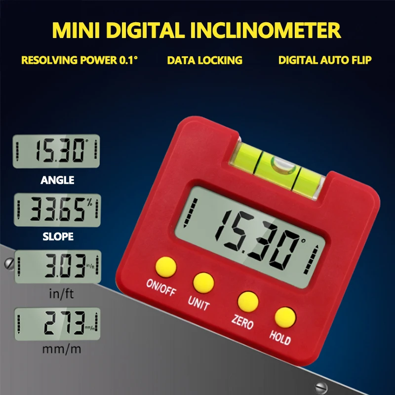 Mini Digital Level Protractor digital display electronic Angle rulerwith tape level bubble angle meter angle gauge level
Mini Digital Level Protractor digital display electronic Angle rulerwith tape level bubble angle meter angle gauge level