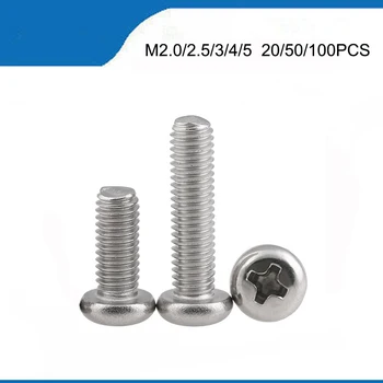 20/50/100pcs Cross Recessed Pan Head Screws M2.0 M2.5 M3 M4 M5 304 Stainless Steel Machine Screw Philips Wood Screw
20/50/100pcs Cross Recessed Pan Head Screws M2.0 M2.5 M3 M4 M5 304 Stainless Steel Machine Screw Philips Wood Screw