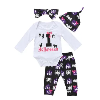 4Pcs 2020 Cute Newborn Baby Boys Girls My 1st Halloween Clothes Sets Pumpkin Romper Jumpsuit+Print Pants Festival Outfits 0-24M
4Pcs 2020 Cute Newborn Baby Boys Girls My 1st Halloween Clothes Sets Pumpkin Romper Jumpsuit+Print Pants Festival Outfits 0-24M