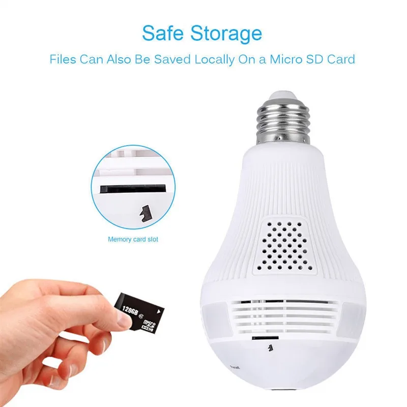 

Moresave 360 degree LED light 960P wireless panoramic home security WiFi CCTV Fisheye bulb lamp IP camera two way Audio New