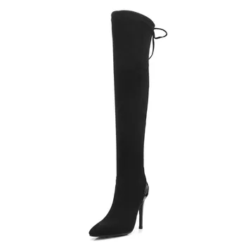 Stretch Fabric Over The Knee Boots Neutral Cozy Back Zipper High Heels Fashion Riband Flock Women Shoes Buty Snakersy Damskie
Stretch Fabric Over The Knee Boots Neutral Cozy Back Zipper High Heels Fashion Riband Flock Women Shoes Buty Snakersy Damskie