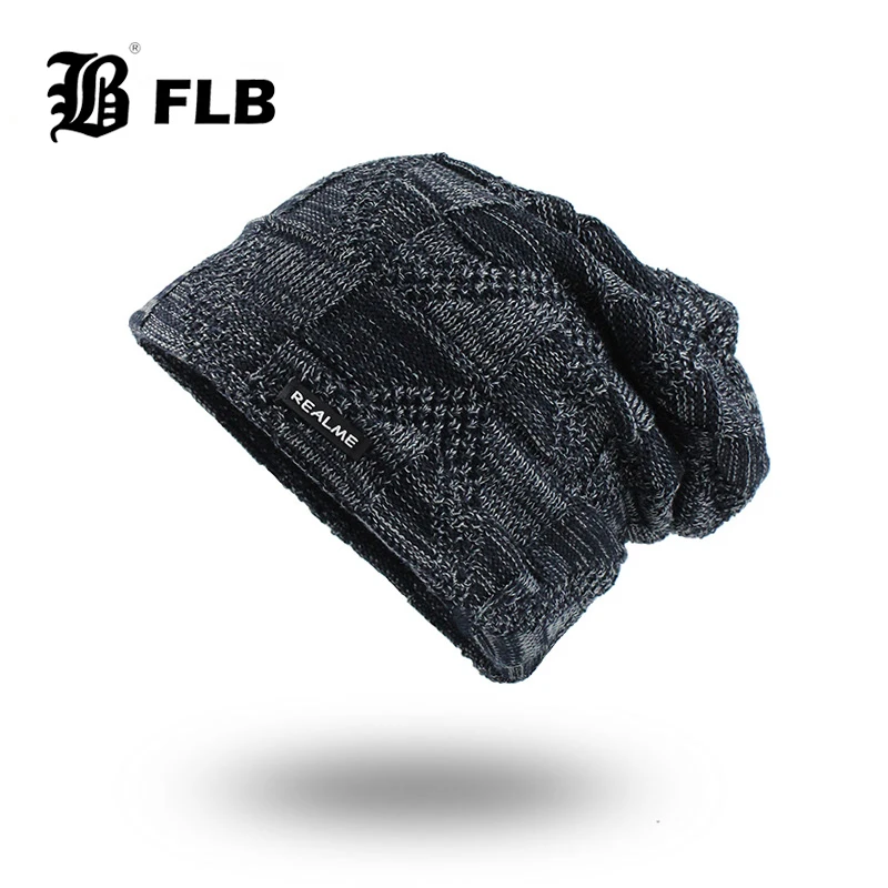 

[FLB] Winter Knitted Hats Scarves Men Winter Cap Beanie Thick Neck Warm Bonnet Skullies Beanies For Men Women Knitted hat F18085