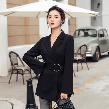Office Lady Long Tops One Button Blazers Long Thin Tops With Belt Buckle Long Sleeve Autumn Outwear Fashion Black Blazers Suit 
Office Lady Long Tops One Button Blazers Long Thin Tops With Belt Buckle Long Sleeve Autumn Outwear Fashion Black Blazers Suit