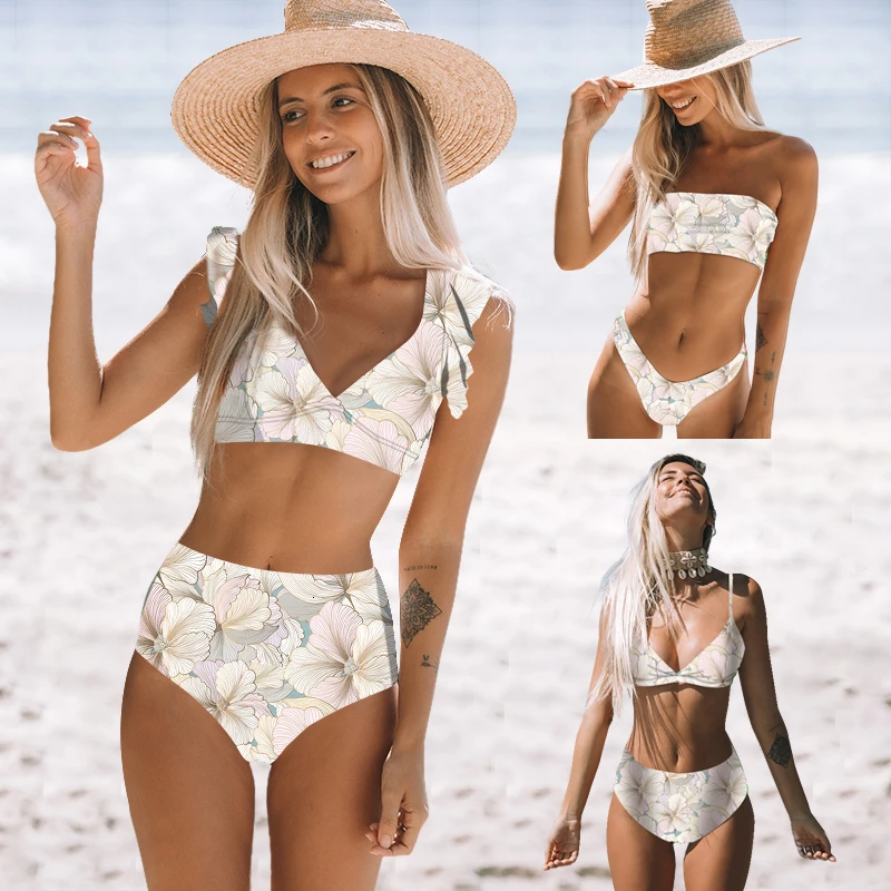Ruffle Floral Print Bikini Set Women New Sexy Tube Top Bikinis High Cut Bathing Suit Swimwear High Waist Swimsuit Femme Biquinis
Ruffle Floral Print Bikini Set Women New Sexy Tube Top Bikinis High Cut Bathing Suit Swimwear High Waist Swimsuit Femme Biquinis