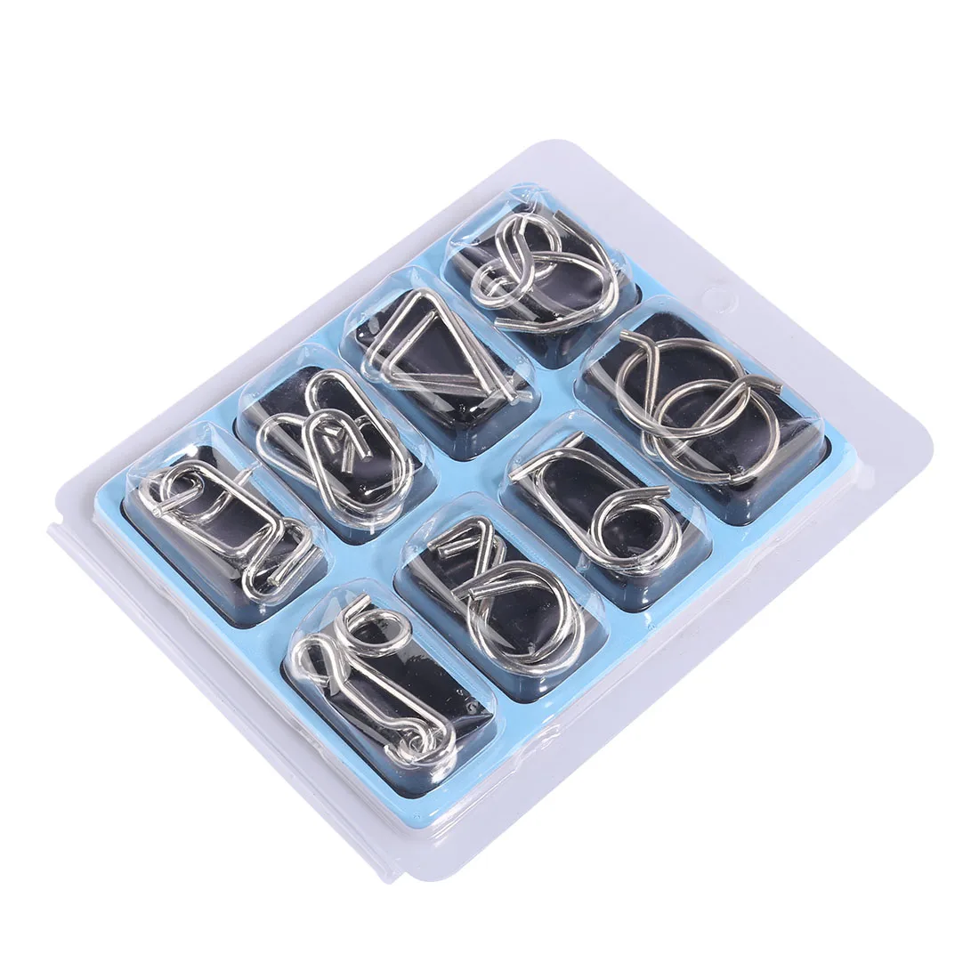 

8Pcs/SET Metal Wire Puzzles Brain Teaser Classical Intellectual Toy Board Game For Kids(Type-A/B.CC) - Silver