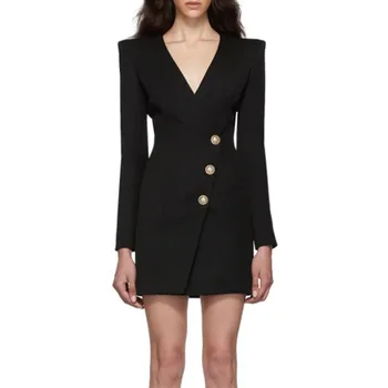 Sexy Blazer Dress Women Retro Long Sleeve Dress Club Party Night Autumn Mini Dress Single Breasted Runway Slim Elegant Vestidos
Sexy Blazer Dress Women Retro Long Sleeve Dress Club Party Night Autumn Mini Dress Single Breasted Runway Slim Elegant Vestidos