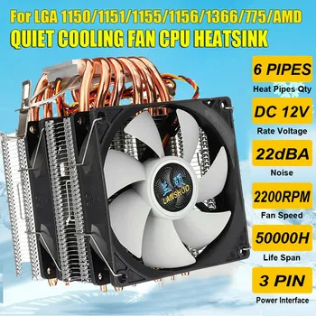6 Heat Pipes CPU Cooler Dual-side Fan Cooler Quiet Cooling Fan Heatsink Radiator for LGA 1150/1151/1155/1156/1366/775 for AMD
6 Heat Pipes CPU Cooler Dual-side Fan Cooler Quiet Cooling Fan Heatsink Radiator for LGA 1150/1151/1155/1156/1366/775 for AMD