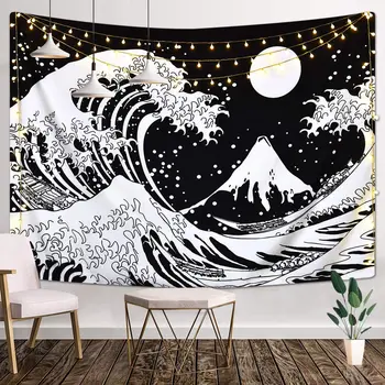 LUCKYYJ Wave Tapestry,Kanagawa Great Wave Wall Tapestry, Wave Tapestry with Sun Tapestries, Black and White Tapestry for Room
LUCKYYJ Wave Tapestry,Kanagawa Great Wave Wall Tapestry, Wave Tapestry with Sun Tapestries, Black and White Tapestry for Room