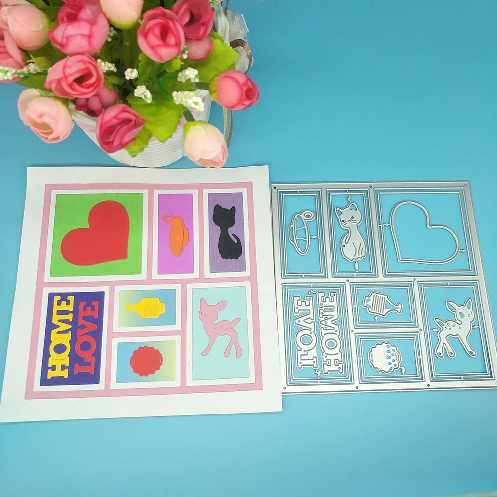 New cat HOME LOVE lattice photo frame metal cutting mold decoration DIY scrapbook craft die-cut embossed paper card template
New cat HOME LOVE lattice photo frame metal cutting mold decoration DIY scrapbook craft die-cut embossed paper card template