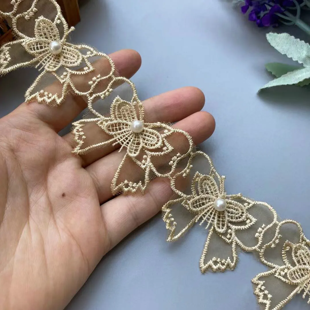 20X Gold Lace Trim Ribbon Pearl Vivid Lovely Double Layer Bowknot Embroidered Applique Fabric DIY Wedding Dress Sewing Supplie
20X Gold Lace Trim Ribbon Pearl Vivid Lovely Double Layer Bowknot Embroidered Applique Fabric DIY Wedding Dress Sewing Supplie