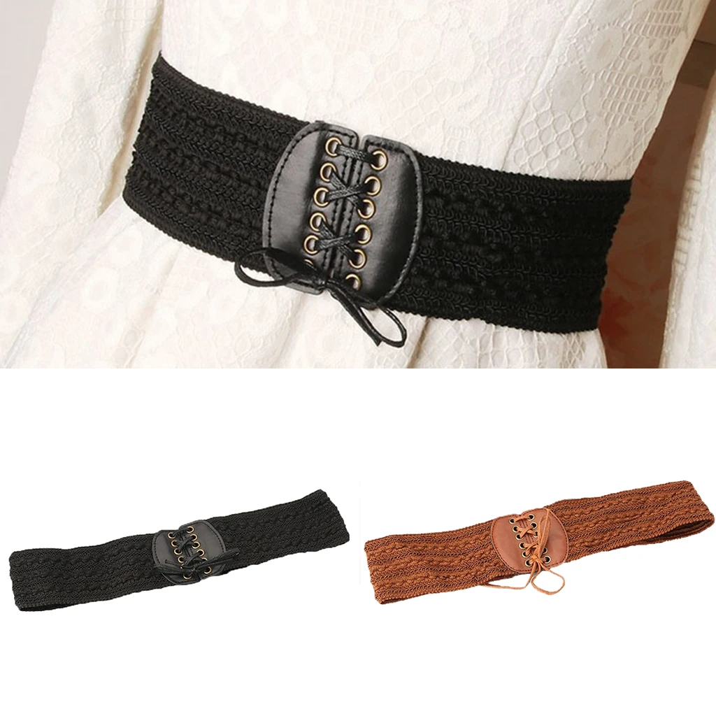 Fashion Leather Wide Waist Belt Lace Up Corset Cinch Sweater Dress Waistband Fashion Leather Wide Waist Belt Lace Up Corset Cinch Sweater Dress Waistband