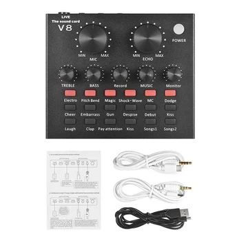 V8 Voice Changer Sound Card USB Headset Microphone Webcast Live Sound Card 12 Kinds Of Electric Sound Broadcast For Laptop Phone
V8 Voice Changer Sound Card USB Headset Microphone Webcast Live Sound Card 12 Kinds Of Electric Sound Broadcast For Laptop Phone