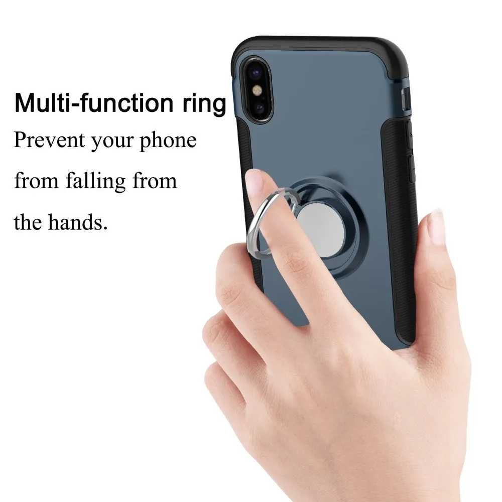 Case For iPhone X Xr Xs Max Cover Luxury Magnetic Finger Holder Anti-knock (5)