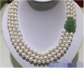 3strands 8-9mm Fresh water pearl necklace white 9-9.5mm 17"18"19" "Handmade"Alloy 
3strands 8-9mm Fresh water pearl necklace white 9-9.5mm 17"18"19" "Handmade"Alloy