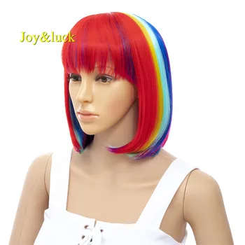 Joy&luck 12inch Synthetic Hair Rainbow Mixed color Short Wigs For Women Colorful Bob Cosplay Wig With Bangs
Joy&luck 12inch Synthetic Hair Rainbow Mixed color Short Wigs For Women Colorful Bob Cosplay Wig With Bangs