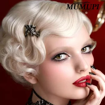 MUMUPI chic retro vintageRed Short Curly Wigs for African American Women Brown black Finger Waves Wig Synthetic Blonde Hair Wig 
MUMUPI chic retro vintageRed Short Curly Wigs for African American Women Brown black Finger Waves Wig Synthetic Blonde Hair Wig