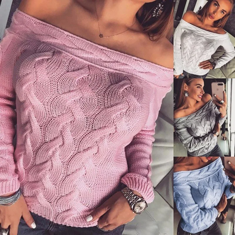 2019 New Women's Pullovers Sweaters Knit Slash Neck Twist Off shoulder Sweater Sueter Mujer
2019 New Women's Pullovers Sweaters Knit Slash Neck Twist Off shoulder Sweater Sueter Mujer