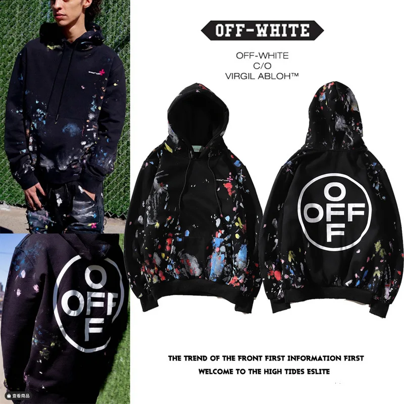 

2020 European and American fashion brand OFF OW WHITE New York limited fireworks men and women couple hooded sweater hoodie