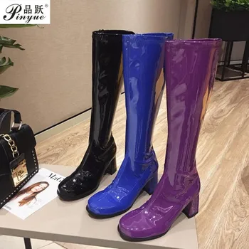 Boots High Chunky Heel Ladies Retro Shoes Women Square-Toe Knee High Chelsea Boots Fancy Dress Party boots 
Boots High Chunky Heel Ladies Retro Shoes Women Square-Toe Knee High Chelsea Boots Fancy Dress Party boots