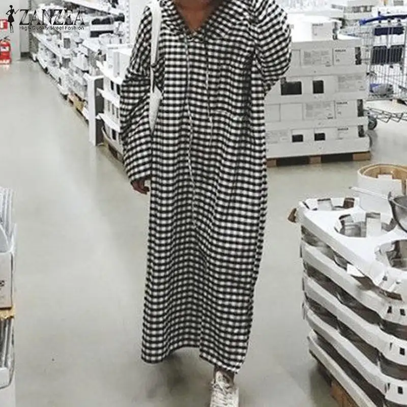 Vintage Check Hooded Maxi Dress Women's Autumn Sundress ZANZEA 2019 Kaftan Long Sleeve Plaid Vestidos Plus Size Hoodies Dresses
Vintage Check Hooded Maxi Dress Women's Autumn Sundress ZANZEA 2019 Kaftan Long Sleeve Plaid Vestidos Plus Size Hoodies Dresses