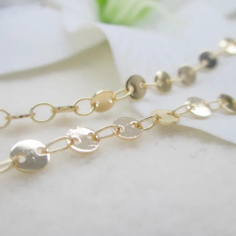 K color filled Gold color Smooth small round pieces sheet Chains for making DIY jewelry accessories wholesale 4mm 1meter
K color filled Gold color Smooth small round pieces sheet Chains for making DIY jewelry accessories wholesale 4mm 1meter