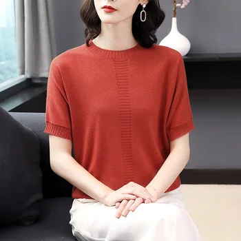 ORANGE Summer 2020 new round neck knitted short-sleeved T-shirt women
ORANGE Summer 2020 new round neck knitted short-sleeved T-shirt women