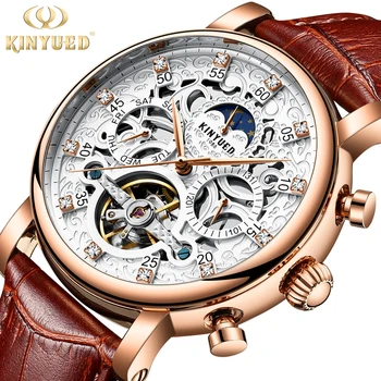KINYUED Skeleton Automatic Watch Men Sun Moon Phase Waterproof Mens Tourbillon Mechanical Watches Top Brand Luxury Wristwatches
KINYUED Skeleton Automatic Watch Men Sun Moon Phase Waterproof Mens Tourbillon Mechanical Watches Top Brand Luxury Wristwatches