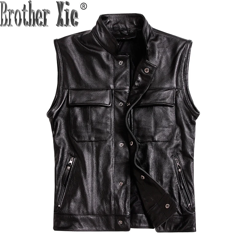 Genuine Leather Vest Men Real Cowhide Coat Motorcycle Jacket Man Vests Male with Many Pockets Leather Jackets L-M-0 2703
Genuine Leather Vest Men Real Cowhide Coat Motorcycle Jacket Man Vests Male with Many Pockets Leather Jackets L-M-0 2703