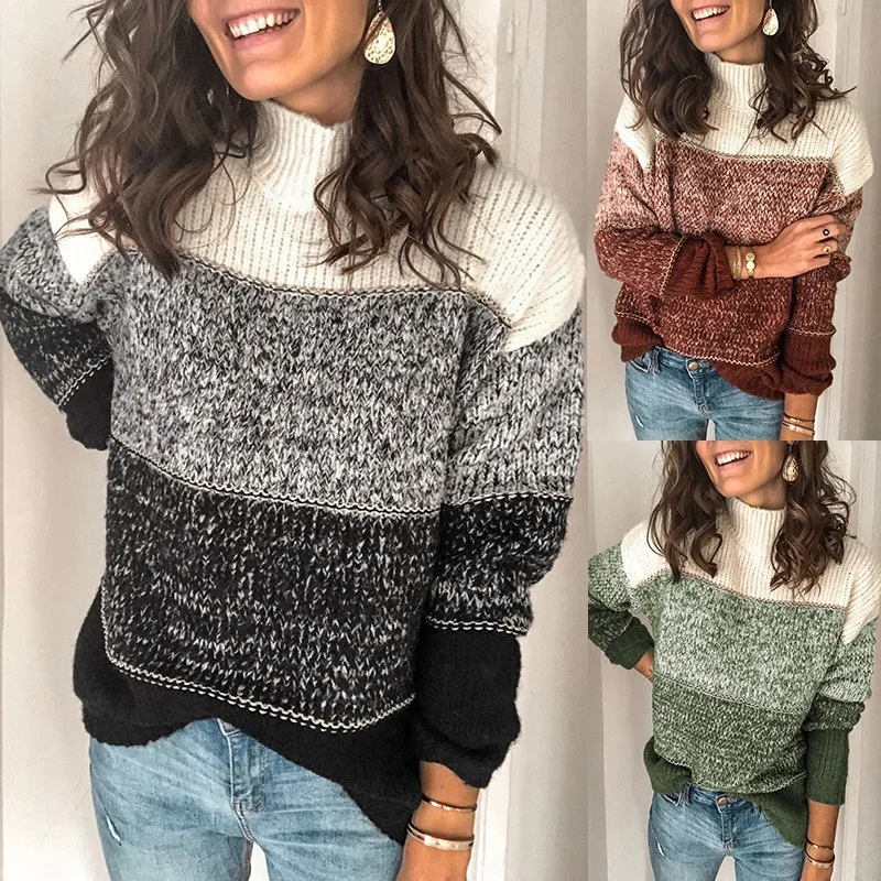Fashion Color-block Striped Sweater Women Autumn Winter Turtleneck Long Sleeve Pullovers Jumper Loose Pull Femme Casual Knitwear
Fashion Color-block Striped Sweater Women Autumn Winter Turtleneck Long Sleeve Pullovers Jumper Loose Pull Femme Casual Knitwear