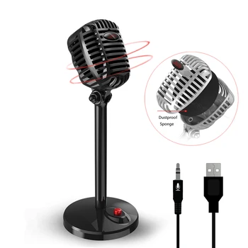 Retro HD Studio 3.5mm USB Gaming Condenser Microphone Network Audio Karaoke Microphone Professional Recording Desktop Microphone
Retro HD Studio 3.5mm USB Gaming Condenser Microphone Network Audio Karaoke Microphone Professional Recording Desktop Microphone