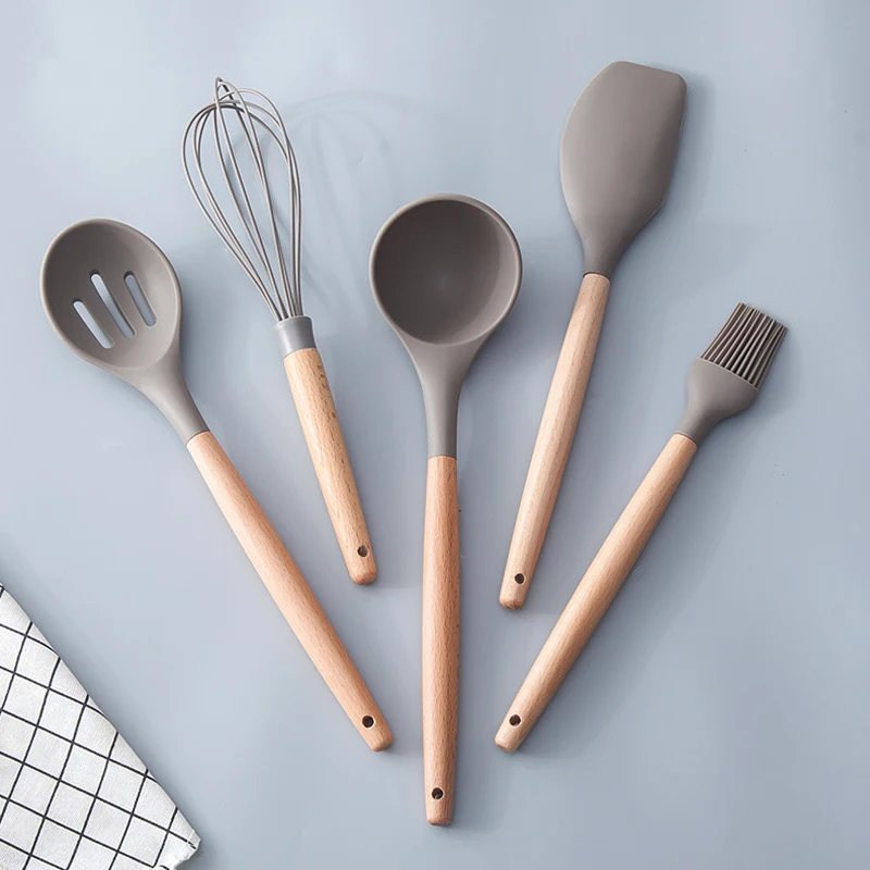 Kitchen Silicone Cooking Utensil Set Non-stick Spatula Wooden Handle Kitchen Tools Baking Gadget Dinnerware Accessories Supplies
Kitchen Silicone Cooking Utensil Set Non-stick Spatula Wooden Handle Kitchen Tools Baking Gadget Dinnerware Accessories Supplies
