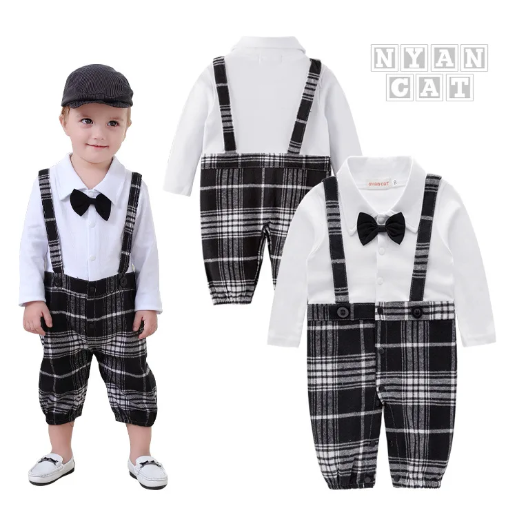 

Baby Onesie BOY'S Gentleman Suspender Strap Romper/Crawling Clothes Long Sleeve Baby Clothes Childrenswear