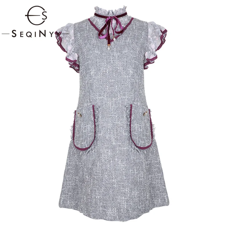 SEQINYY Mini Dress 2020 Spring Autumn New Fashion Design Women Ruffles Lace Tweed Pocket High Quality Slim Dress
SEQINYY Mini Dress 2020 Spring Autumn New Fashion Design Women Ruffles Lace Tweed Pocket High Quality Slim Dress