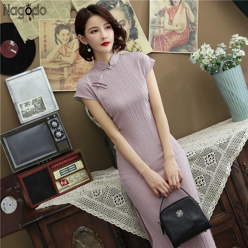 Nagodo Cheongsam Modern 2020 Spring Summer Cotton Elastic Chinese Style Long Cheongsam Qipao Slim Split Oriental Vestidos
Nagodo Cheongsam Modern 2020 Spring Summer Cotton Elastic Chinese Style Long Cheongsam Qipao Slim Split Oriental Vestidos