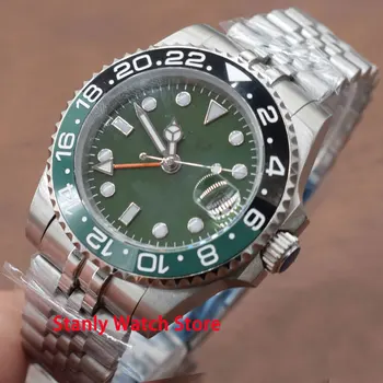 Solid Bliger 40mm Green Sterile Dial Luminous Marks Black Green Ceramic GMT Function Jubilee-Band Automatic Movement Men's Watch
Solid Bliger 40mm Green Sterile Dial Luminous Marks Black Green Ceramic GMT Function Jubilee-Band Automatic Movement Men's Watch