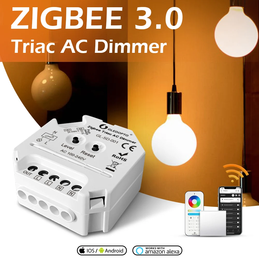 

Светодиодный диммер ZIGBEE Triac, 220 В, 230 В, 110 В переменного тока, сенсорный выключатель, радиочастотный, 2,4 ГГц, дистанционное управление, умный дом ZIGBEE 3,0, Wi-Fi, диммер