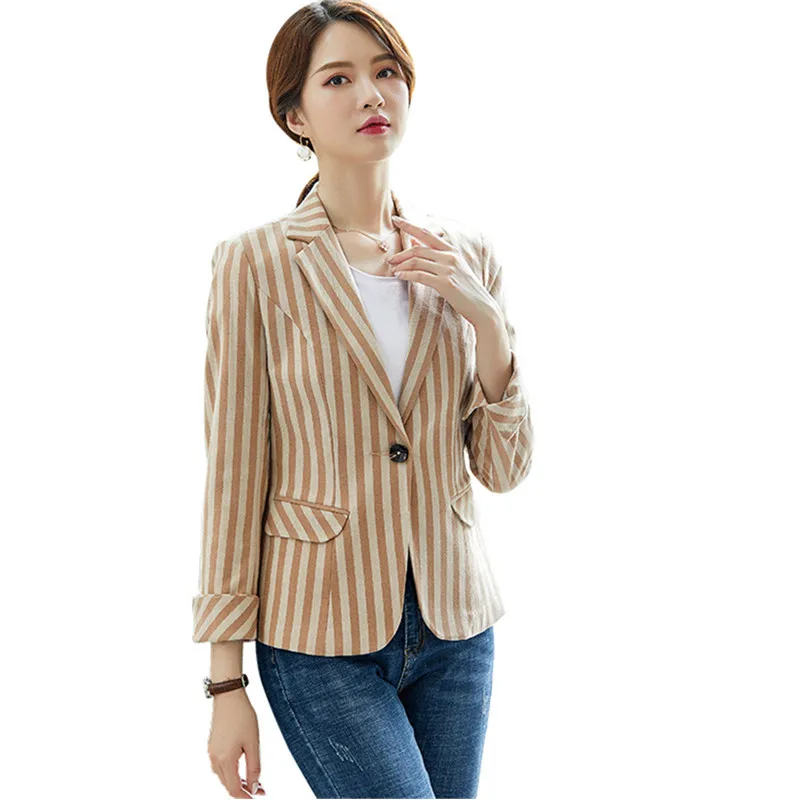 Striped Jacket Outwear Female Korean Version 2019 Spring and Autumn Full Sleeve One Button Lady Blazer Femme Elegant HHJ801922
Striped Jacket Outwear Female Korean Version 2019 Spring and Autumn Full Sleeve One Button Lady Blazer Femme Elegant HHJ801922