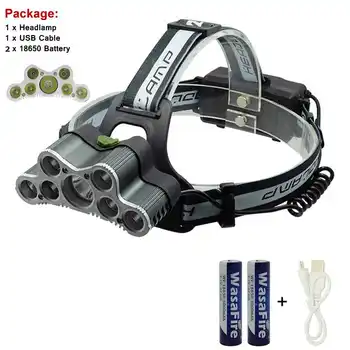 7 Led 5*XML T6+2* Q5 Headlamp 20000LM Rechargeable Head Lamp Frontal Flashlight Waterproof 6 Mode 18650 Head Torch for Hunting
7 Led 5*XML T6+2* Q5 Headlamp 20000LM Rechargeable Head Lamp Frontal Flashlight Waterproof 6 Mode 18650 Head Torch for Hunting