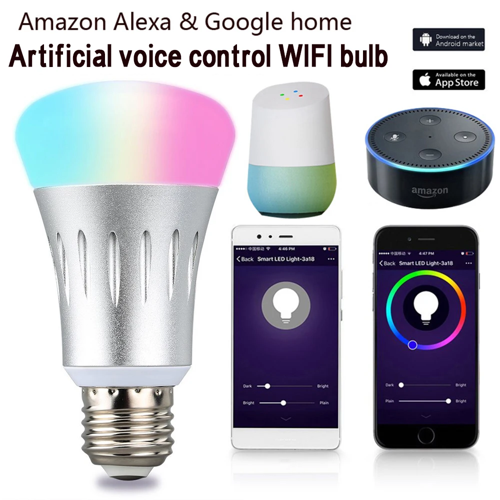 Energy-saving Lamp Wireless WiFi Smart Light Bulb Remote Voice Control Light Led Lamp Compatible with Alexa Home RGBW
Energy-saving Lamp Wireless WiFi Smart Light Bulb Remote Voice Control Light Led Lamp Compatible with Alexa Home RGBW