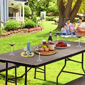 3-Piece Compact Folding Extra-Long Table And Bench Chair Set Outdoor Camping Wicker Barbecue Leisure Portable Table And Chair
3-Piece Compact Folding Extra-Long Table And Bench Chair Set Outdoor Camping Wicker Barbecue Leisure Portable Table And Chair