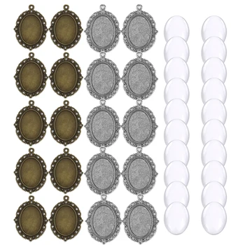 40pcs Oval Pendant Base Setting Glass Cabochons 18x25mm Cameo For DIY Jewelry Making Pendants Blank Tray Bezels
40pcs Oval Pendant Base Setting Glass Cabochons 18x25mm Cameo For DIY Jewelry Making Pendants Blank Tray Bezels
