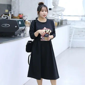 Women's Spring Street Style Print Contrast Dress Plus Size Calf Casual Dress 100kg Can Wear 
Women's Spring Street Style Print Contrast Dress Plus Size Calf Casual Dress 100kg Can Wear