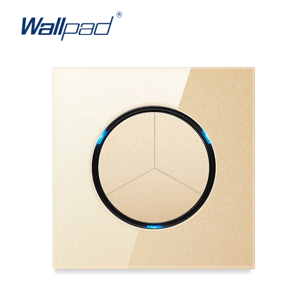 Wallpad 3 Gang 2 Way Random Click Wall Light Switch With LED Indicator Gold Crystal Glass Panel For Home
Wallpad 3 Gang 2 Way Random Click Wall Light Switch With LED Indicator Gold Crystal Glass Panel For Home