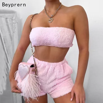 Beyprern New Chic Fur Tracksuit Set Cute Pink Fuzzy Two-Piece Suits Womens Sexy Strapless Crop Top And Shorts Set Pink Outfits
Beyprern New Chic Fur Tracksuit Set Cute Pink Fuzzy Two-Piece Suits Womens Sexy Strapless Crop Top And Shorts Set Pink Outfits